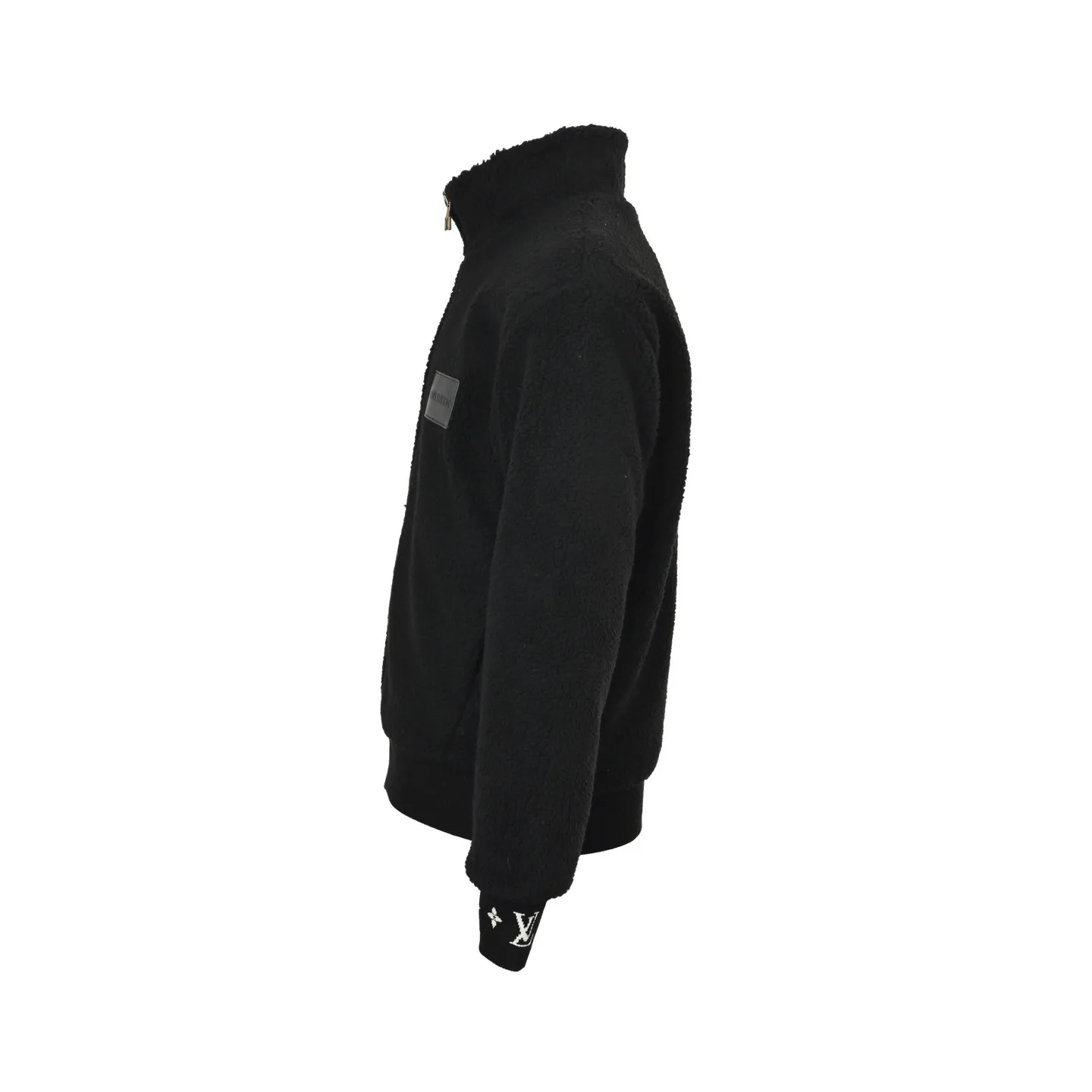 Louis Vuitton/Louis Vuitton 24Fw leather sherpa stand collar jacket (Black)